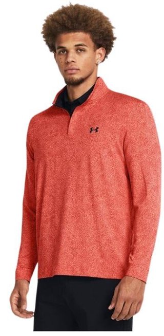 Under Armour Playoff Printed 1/4 Zip men's sweatshirt, coho/red solstice/black