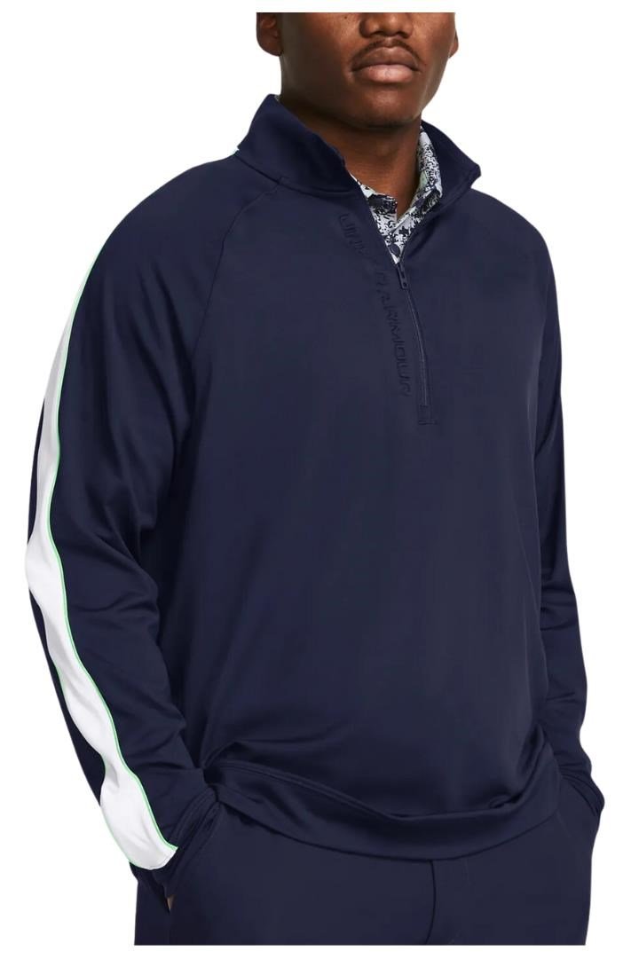 Under Armour Storm Midlayer 1/2 Zip men's sweatshirt, midnight navy/matrix green/white