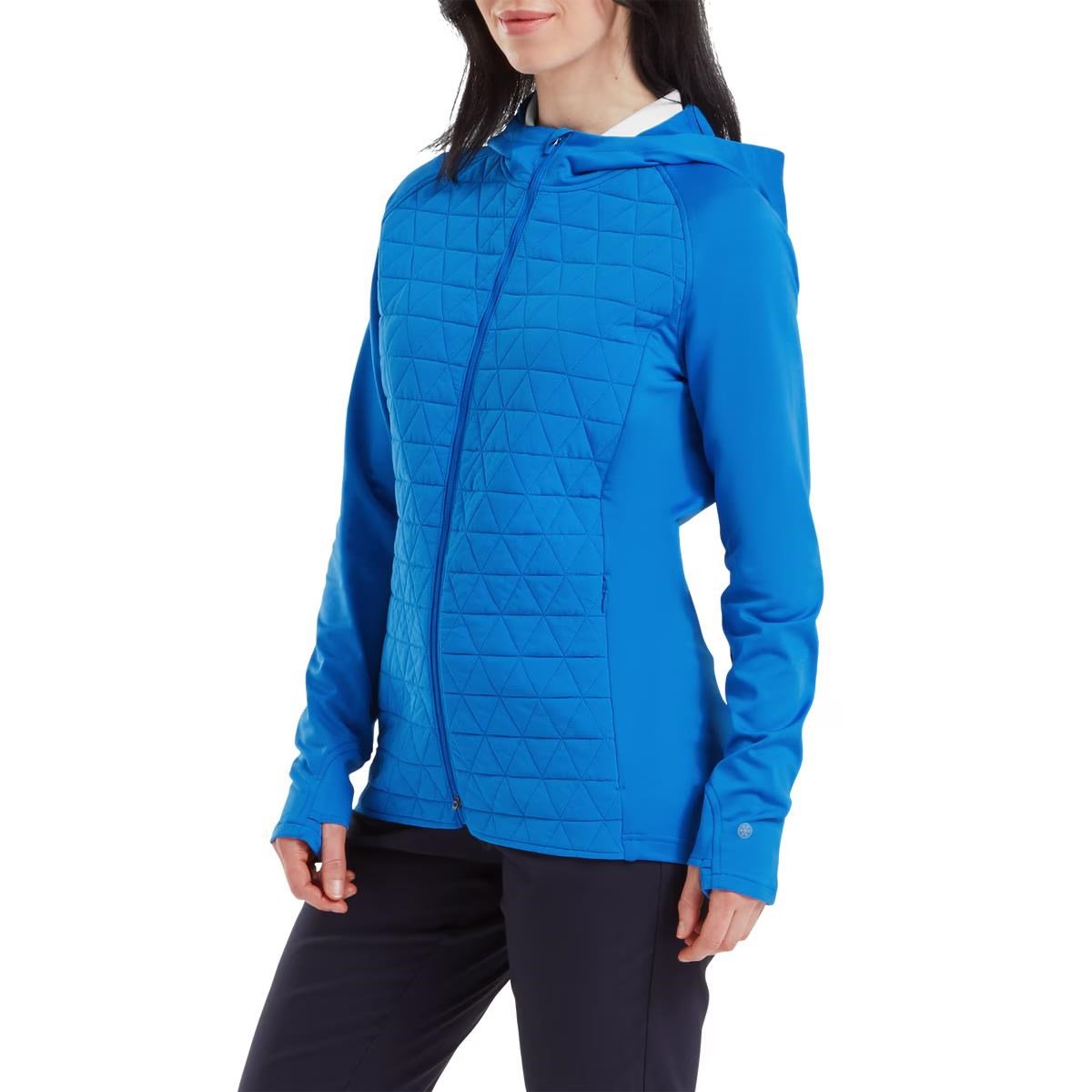 FootJoy ThermoSeries Hybrid women's hoodie, floral tonal blue