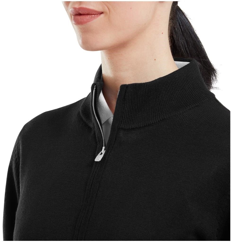FootJoy Drirelease Full-Zip Lined women's sweater, black