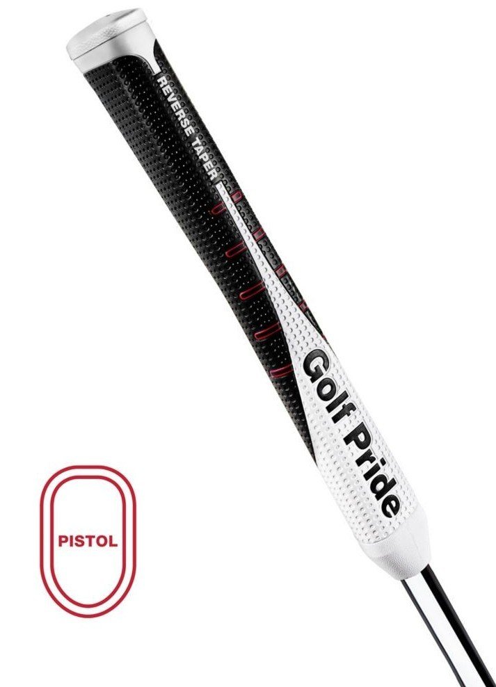 Golf Pride Reverse Taper putter grip, PISTOL MEDIUM, white cap