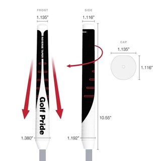 Golf Pride Reverse Taper Putter Grip Round Medium Red Cap