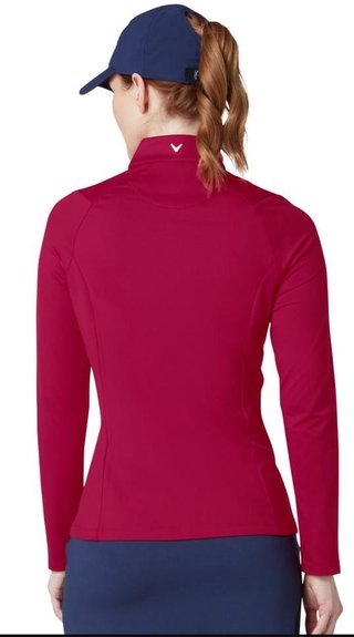 Callaway Thermal Longsleeve Fleece Back women's jersey polo, persian red