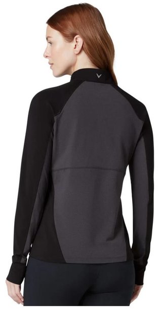 Callaway Lightweight Knit Heathered 1/4 Zip women's long sleeve shirt, ebony heather