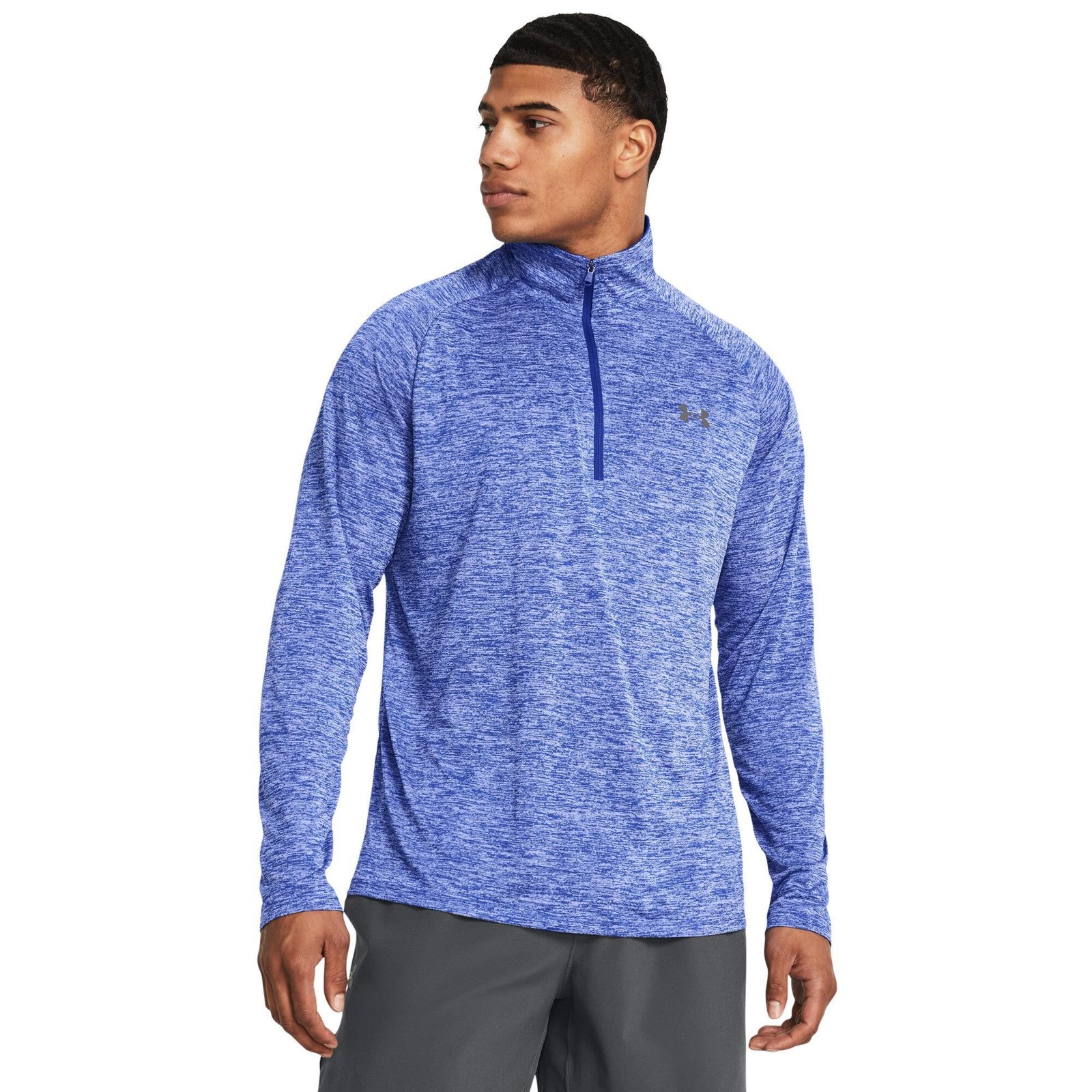 Under Armour Tech 2.0 1/2 Zip men's long sleeve shirt, royal white