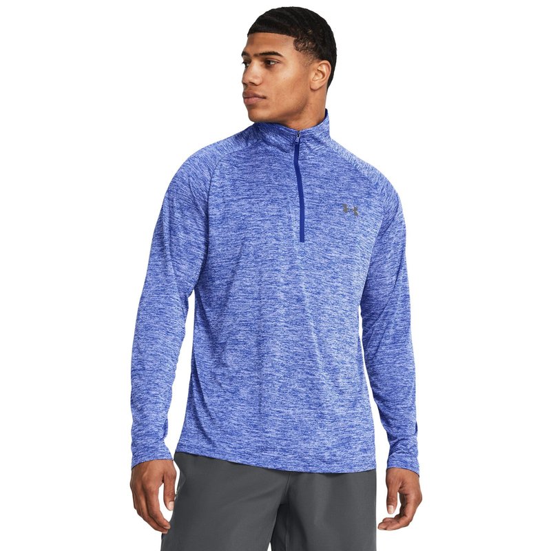 Under Armour Tech 2.0 1/2 Zip men's long sleeve shirt, royal white