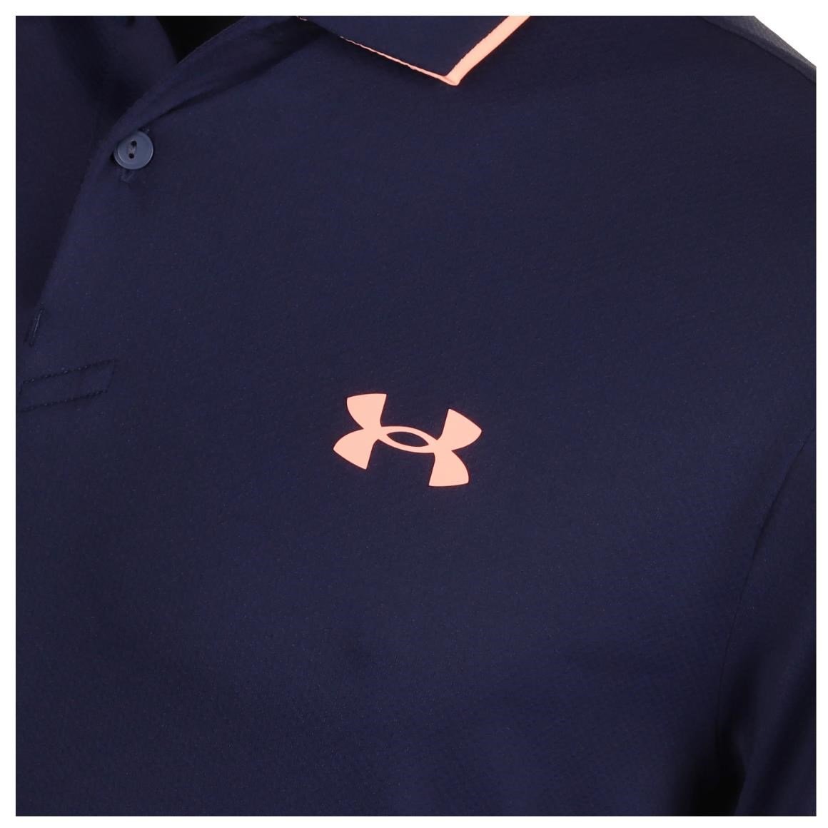 Under Armour Iso-Chill men's polo, midnight navy/flare orange