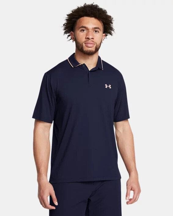 Under Armour Iso-Chill men's polo, midnight navy/flare orange