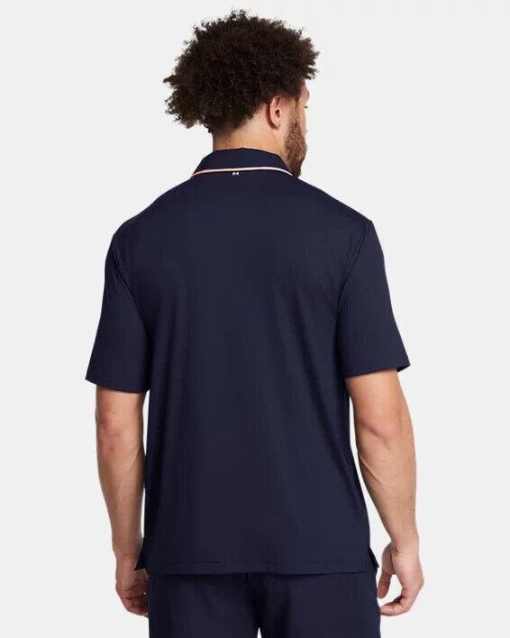 Under Armour Iso-Chill men's polo, midnight navy/flare orange