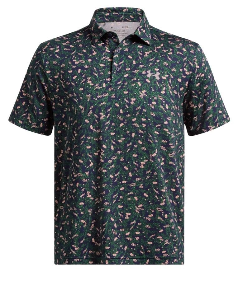 Under Armour Playoff 3.0 Printed men's polo, midnight navy/forest green/tetra gray