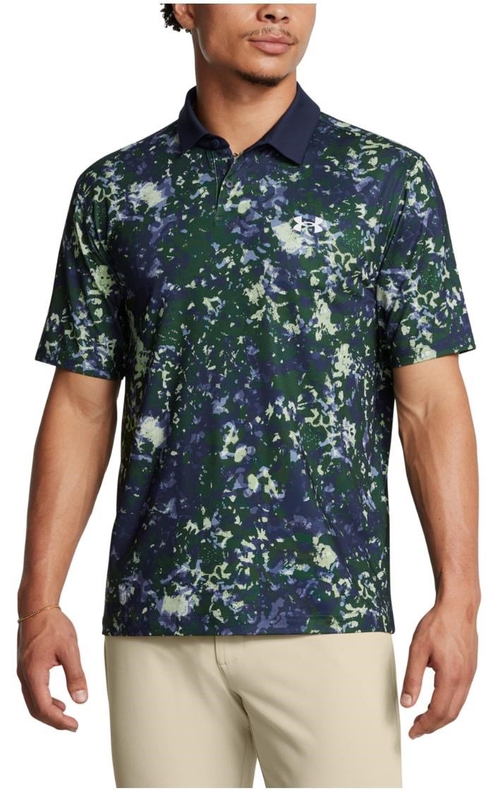 Under Armour T2G Printed men's polo, retro green/midnight navy