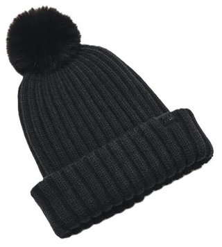 Under Armour Halftime Pom Beanie women's winter hat, black