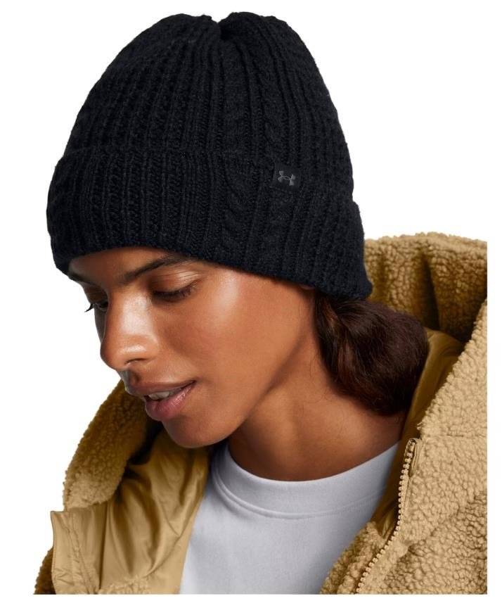Under Armour Halftime Cable Knit ladies beanie, black