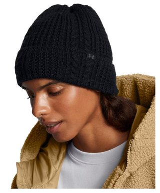 Under Armour Halftime Cable Knit ladies beanie, black