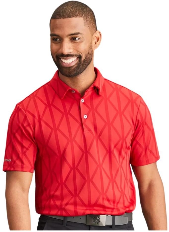 PING Lenny Jacquard men's polo, rich red