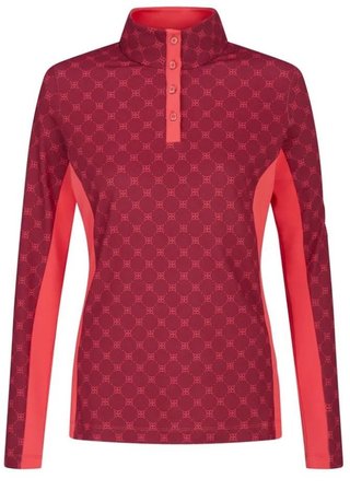 PING Lolette Printed long sleeve women's polo, tibetan red multi/cayenne