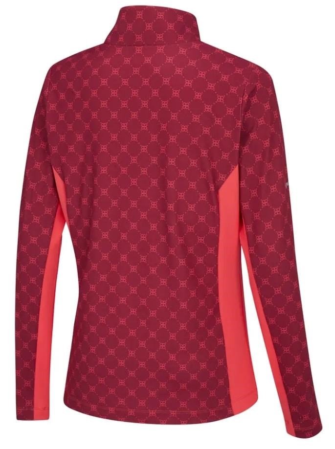 PING Lolette Printed long sleeve women's polo, tibetan red multi/cayenne