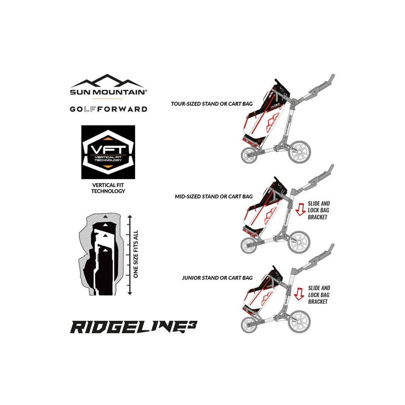 Sun Mountain Ridgeline 3 manual golf trolley, black