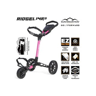 Sun Mountain Ridgeline 3 manual golf trolley, pink