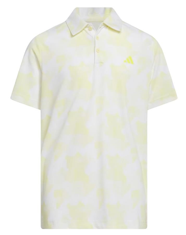 Adidas Printed Scripted junior polo, white/powder yellow