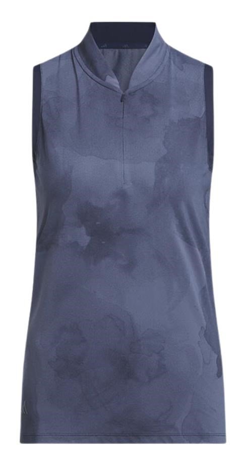Ladies golf polo shirt laid flat, collar and sleeve detail