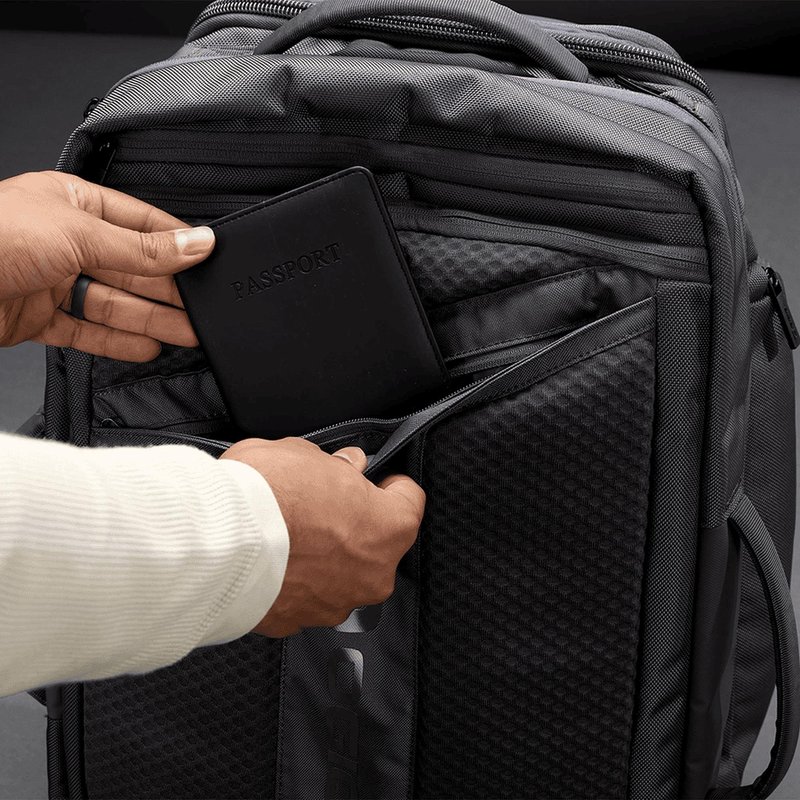 Ogio Pace Pro Max 45L Travel Pack bag, grey pinstripe