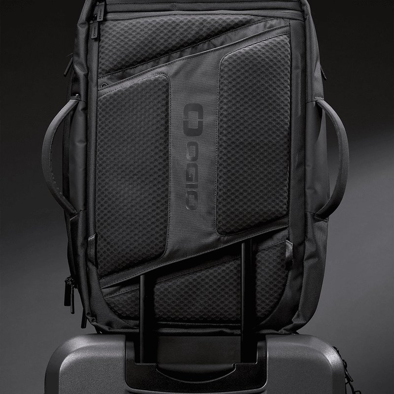 Ogio Pace Pro Max 45L Travel Pack bag, grey pinstripe