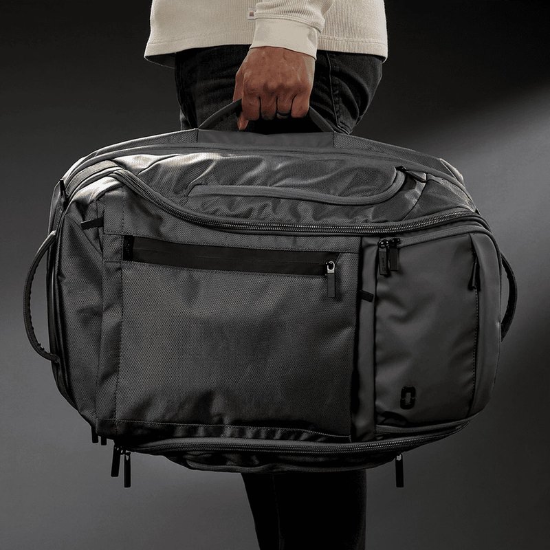 Ogio Pace Pro Max 45L Travel Pack bag, grey pinstripe