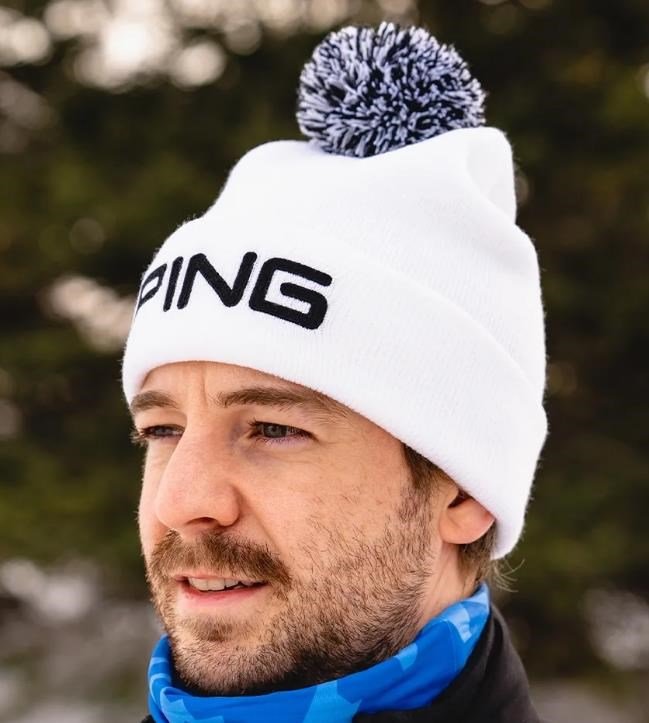 PING Classic Bobble winter hat, white