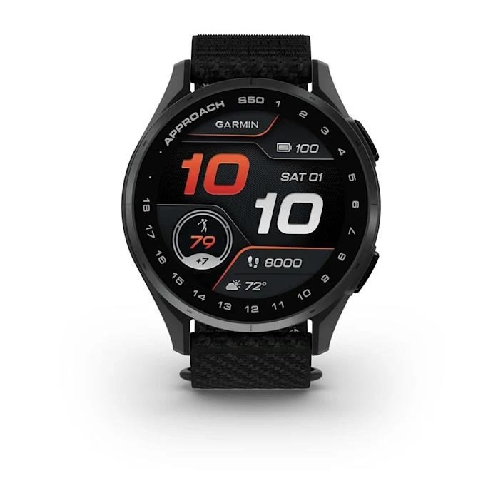 Garmin Approach S50 GPS Watch, black nylon/silver aluminium