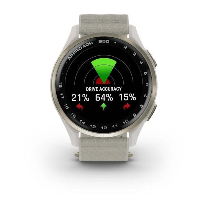 Garmin Approach S50 GPS Watch, ivory nylon/cream gold aluminium