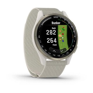 Garmin Approach S50 GPS Watch, ivory nylon/cream gold aluminium