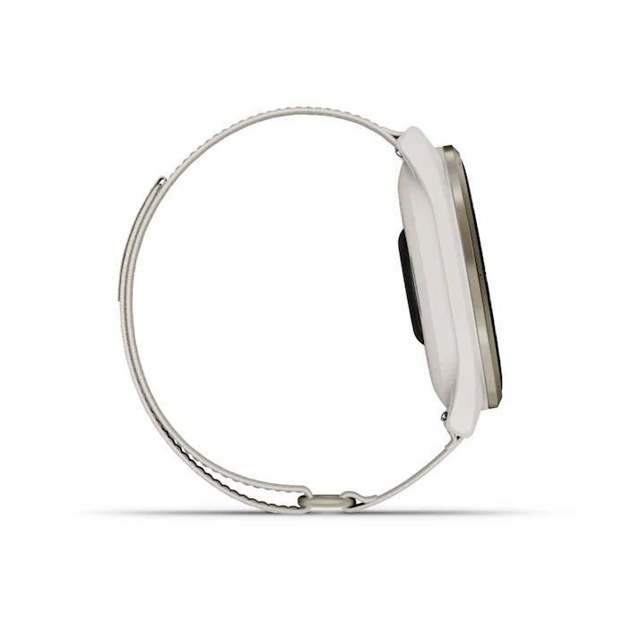 Garmin Approach S50 GPS Watch, ivory nylon/cream gold aluminium