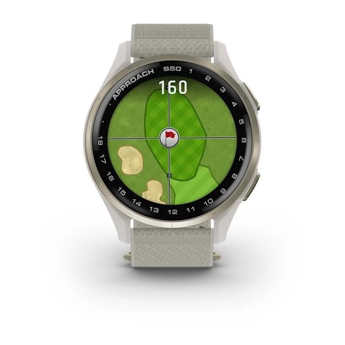 Garmin Approach S50 GPS Watch, ivory nylon/cream gold aluminium