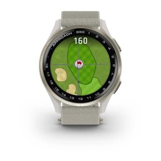 Garmin Approach S50 GPS Watch, ivory nylon/cream gold aluminium