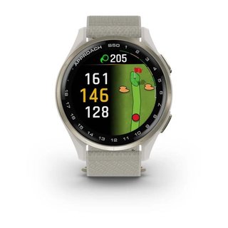 Garmin Approach S50 GPS Watch, ivory nylon/cream gold aluminium