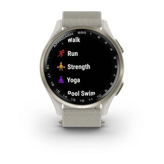 Garmin Approach S50 GPS Watch, ivory nylon/cream gold aluminium