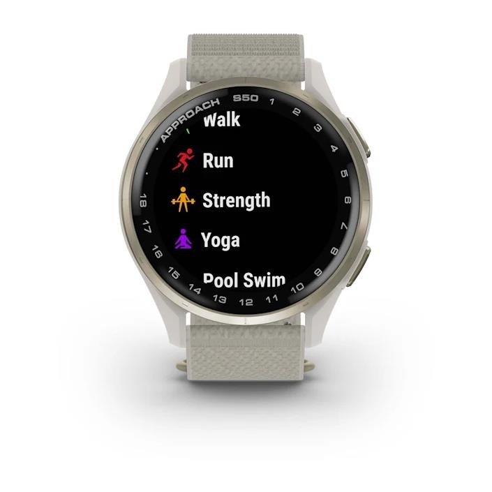 Garmin Approach S50 GPS Watch, ivory nylon/cream gold aluminium