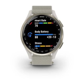 Garmin Approach S50 GPS Watch, ivory nylon/cream gold aluminium