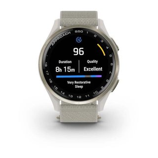 Garmin Approach S50 GPS Watch, ivory nylon/cream gold aluminium