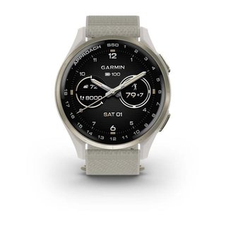 Garmin Approach S50 GPS Watch, ivory nylon/cream gold aluminium