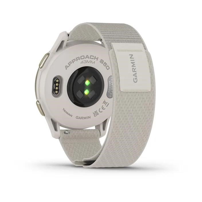 Garmin Approach S50 GPS Watch, ivory nylon/cream gold aluminium