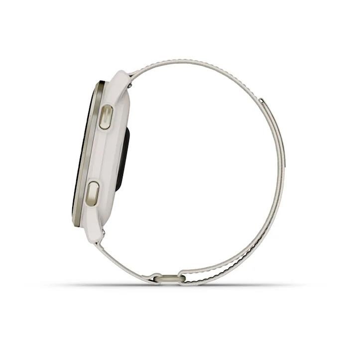 Garmin Approach S50 GPS Watch, ivory nylon/cream gold aluminium