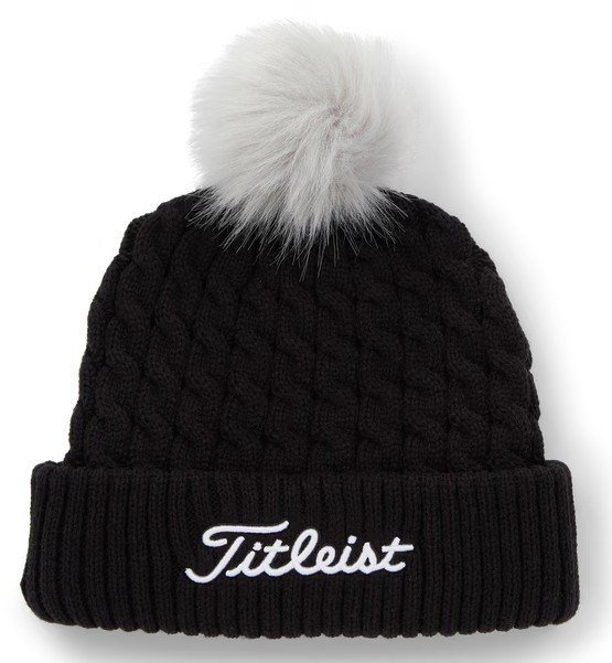 Titleist Cable Knit Pom Pom women's winter cap, black