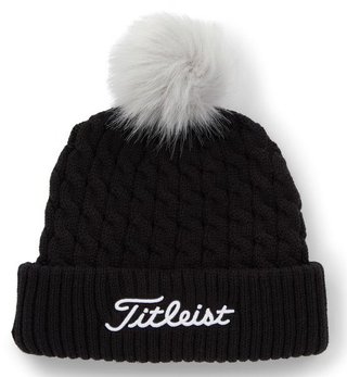 Titleist Cable Knit Pom Pom women's winter cap, black