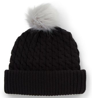 Titleist Cable Knit Pom Pom women's winter cap, black