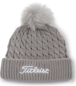 Titleist Cable Knit Pom Pom women's winter cap, light grey