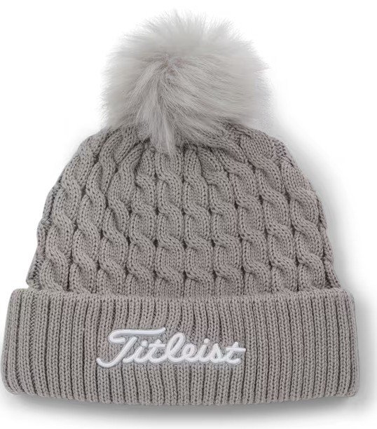 Titleist Cable Knit Pom Pom women's winter cap, light grey