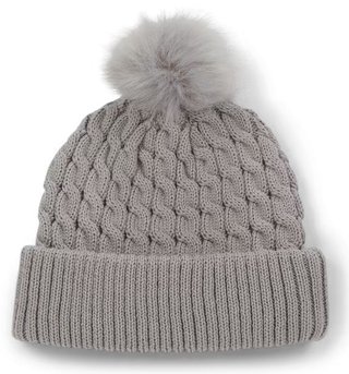 Titleist Cable Knit Pom Pom women's winter cap, light grey