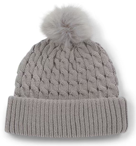 Titleist Cable Knit Pom Pom women's winter cap, light grey